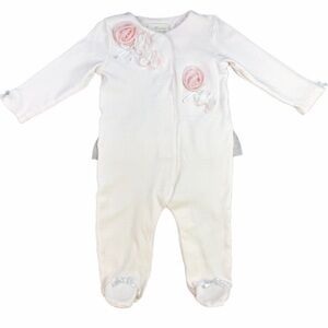 MINICLASIX Baby Girl Pink Rose Embellished Footie - 9M